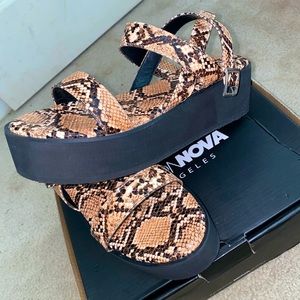 Fashion Nova Snake Print Platform Sandals